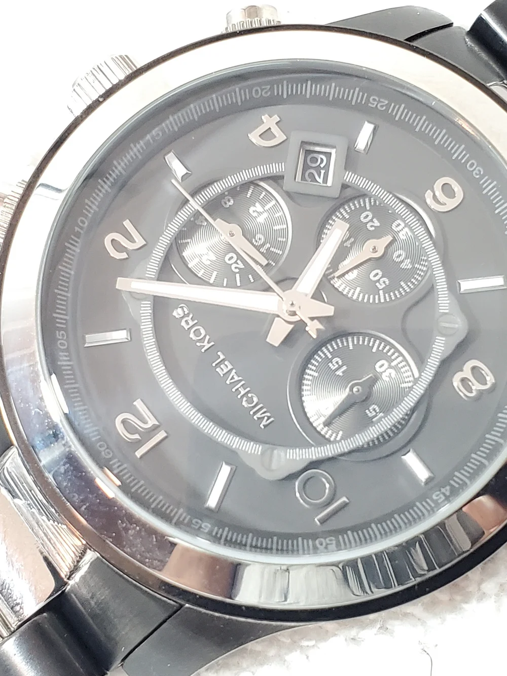 Michael Kors Men’s Chronograph Date Quartz Watch Black Silver Stainless Steel